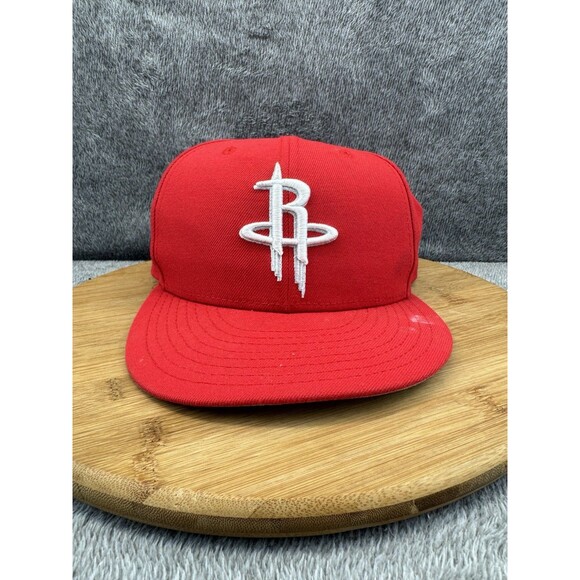 Houston Rockets Hat Cap Adult Fitted 8 1/8 Red NBA Plain Logo New Era Basketball - Picture 2 of 13